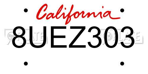 8UEZ303 California License Plate