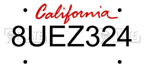 8UEZ324 California License Plate