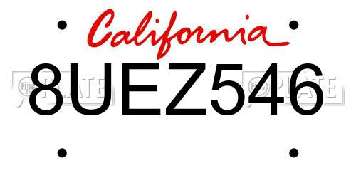 8UEZ546 California License Plate