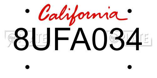8UFA034 California License Plate