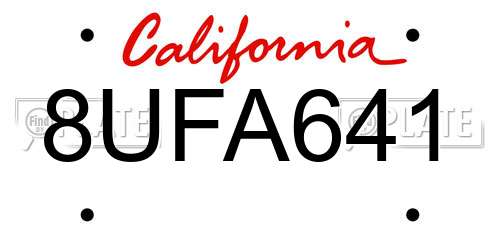 8UFA641 California License Plate