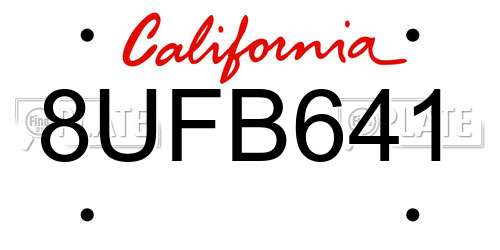 8UFB641 California License Plate