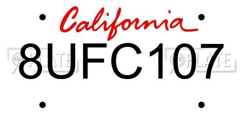 8UFC107 California License Plate