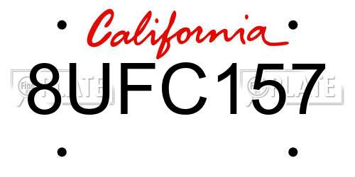 8UFC157 California License Plate
