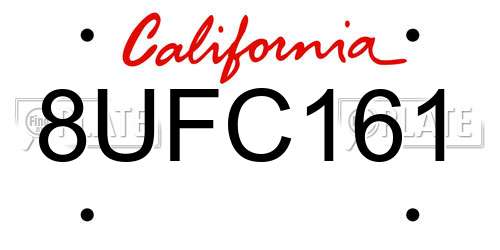 8UFC161 California License Plate