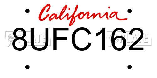 8UFC162 California License Plate
