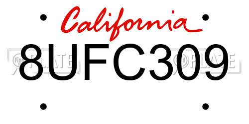 8UFC309 California License Plate
