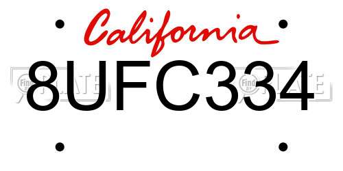 8UFC334 California License Plate
