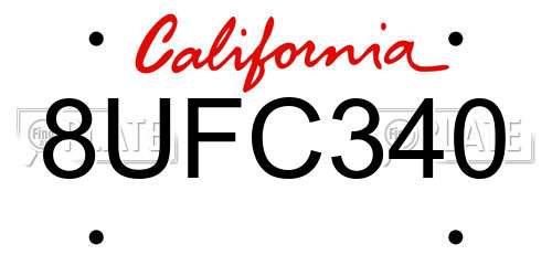 8UFC340 California License Plate