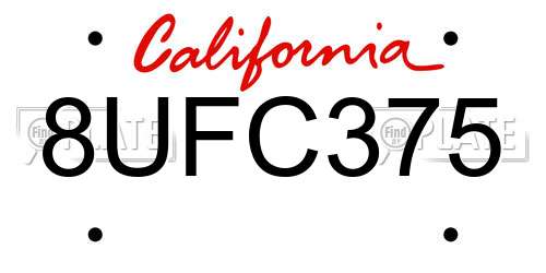 8UFC375 California License Plate