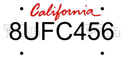 8UFC456 California License Plate