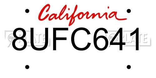 8UFC641 California License Plate