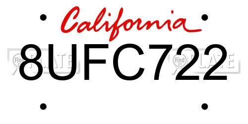 8UFC722 California License Plate