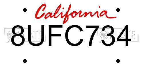 8UFC734 California License Plate