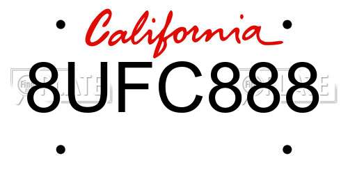 8UFC888 California License Plate