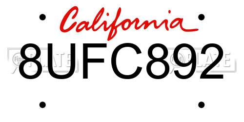 8UFC892 California License Plate