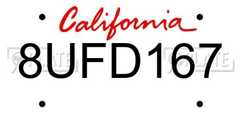 8UFD167 California License Plate