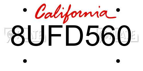 8UFD560 California License Plate