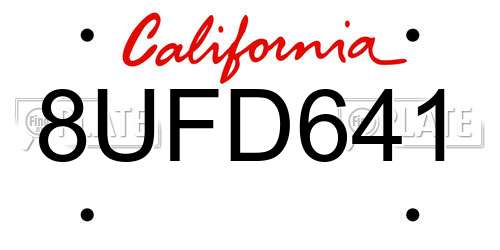 8UFD641 California License Plate