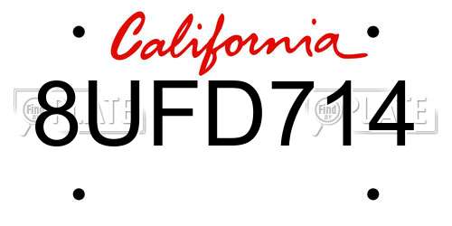 8UFD714 California License Plate