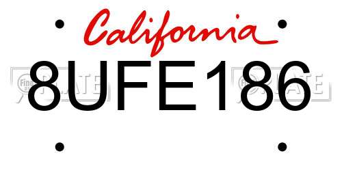 8UFE186 California License Plate