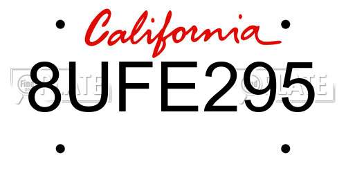 8UFE295 California License Plate