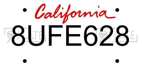 8UFE628 California License Plate