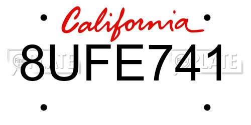 8UFE741 California License Plate