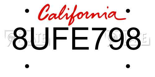 8UFE798 California License Plate