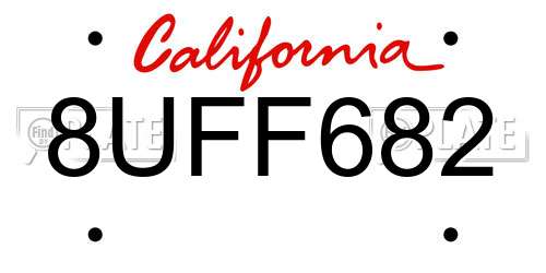 8UFF682 California License Plate