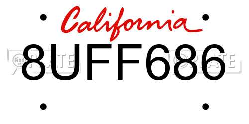 8UFF686 California License Plate