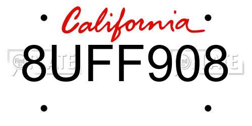 8UFF908 California License Plate