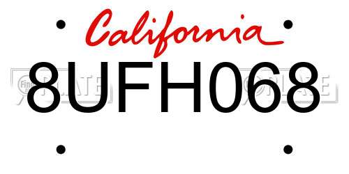 8UFH068 California License Plate
