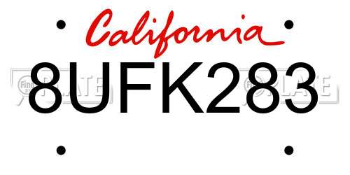 8UFK283 California License Plate