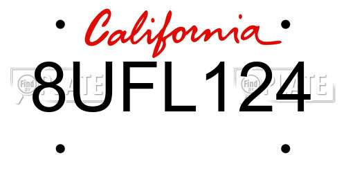 8UFL124 California License Plate
