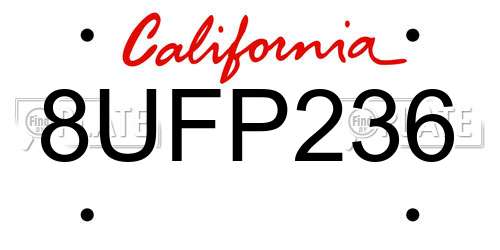 8UFP236 California License Plate