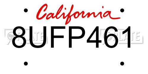 8UFP461 California License Plate