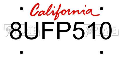 8UFP510 California License Plate