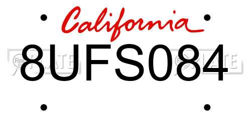 8UFS084 California License Plate