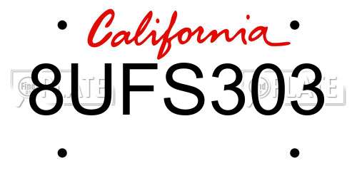 8UFS303 California License Plate