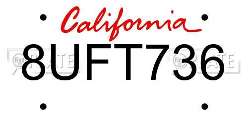 8UFT736 California License Plate
