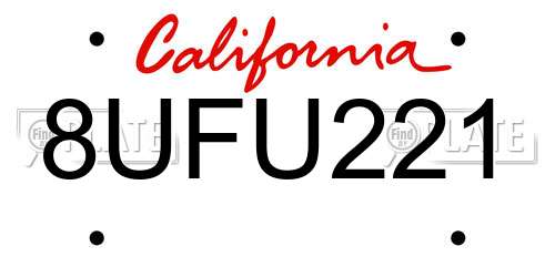 8UFU221 California License Plate
