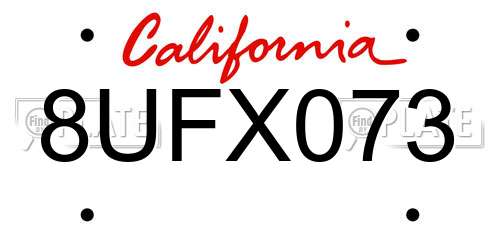 8UFX073 California License Plate