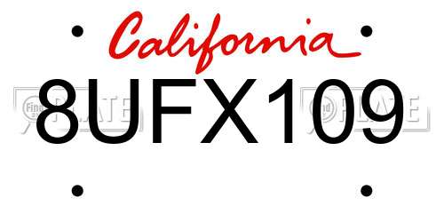 8UFX109 California License Plate