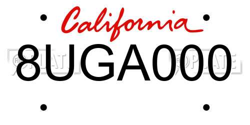 8UGA000 California License Plate