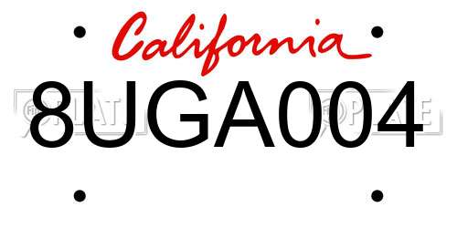 8UGA004 California License Plate