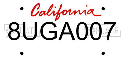 8UGA007 California License Plate