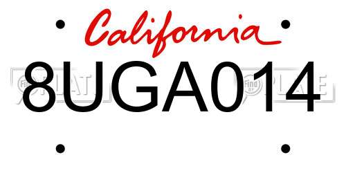 8UGA014 California License Plate