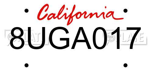 8UGA017 California License Plate