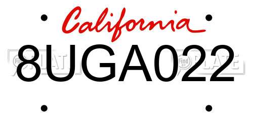 8UGA022 California License Plate